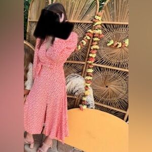 Faithfull the Brand Orange Floral Long Sleeve Dress